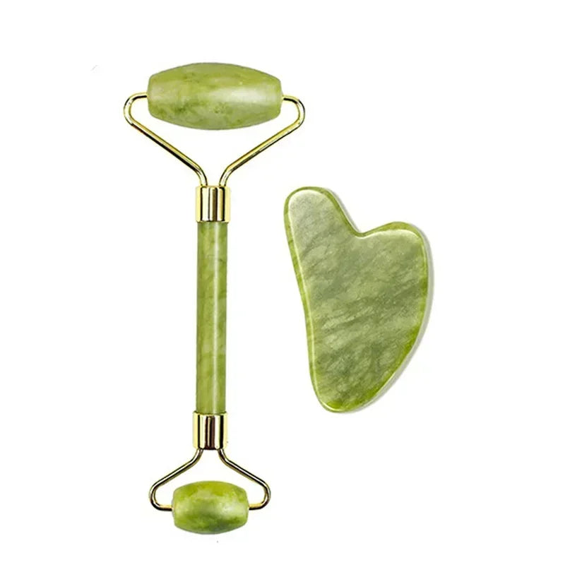 Guasha pierre naturelle Massage visage rouleau de Jade Gua Sha ensemble d'outils de Massage pour SPA corps visage rouleau de massage rouleau visage