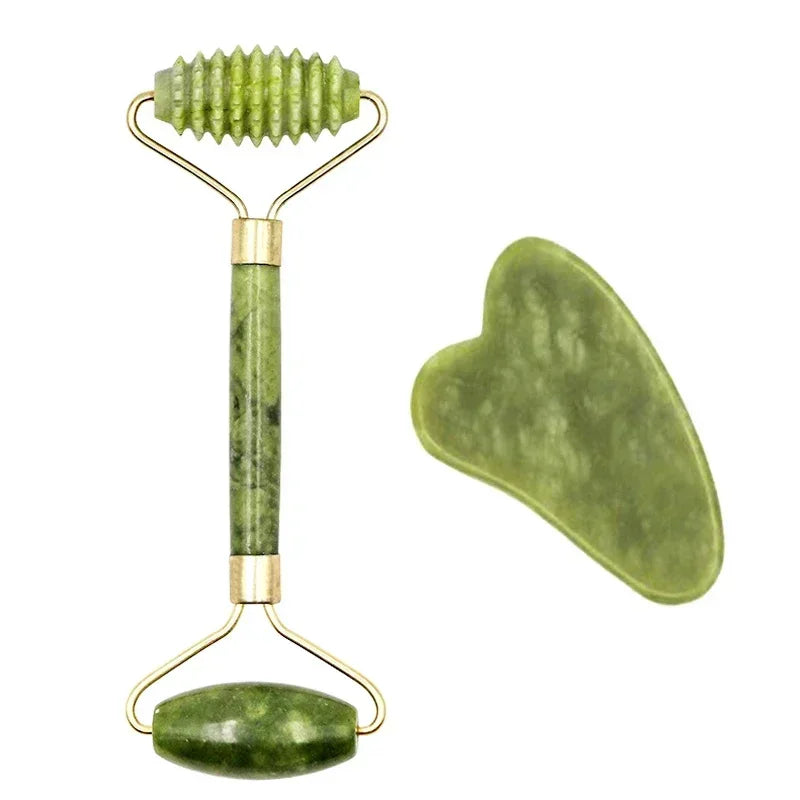 Guasha pierre naturelle Massage visage rouleau de Jade Gua Sha ensemble d'outils de Massage pour SPA corps visage rouleau de massage rouleau visage